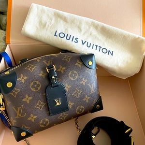 BRAND NEW-Louis Vuitton Petite Malle Souple Shoulder Bag Brown Canvas